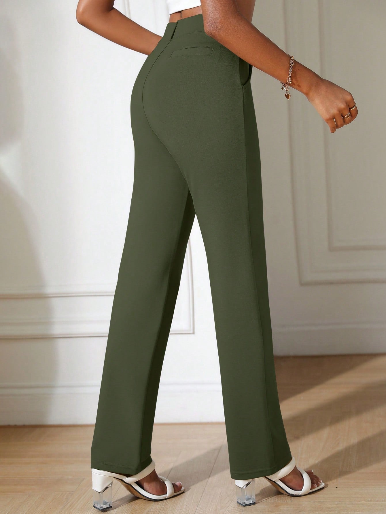 Flare Leg Perfection: Solid Slant Pocket Pants for Style and Comfort