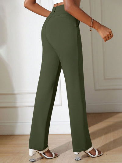 Flare Leg Perfection: Solid Slant Pocket Pants for Style and Comfort