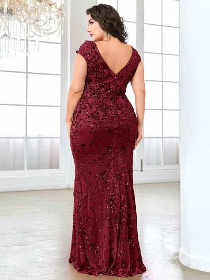 Luxurious Sequined Plus-Size Mermaid Dress for Gala and Formal Celebrations