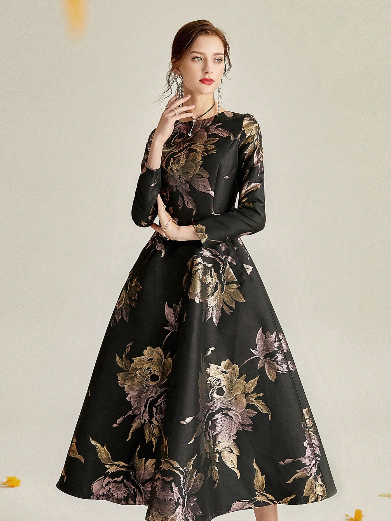 Enchanting Blooms:Fancy Floral Print Hidden Pocket Dress