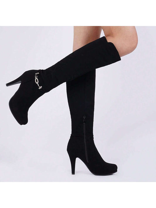 Women's Black Knee-High High Heel Boots: Elevate Your Style with Sophisticated Elegance