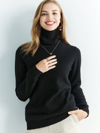 Stay Cozy in Style: 100% Merino Wool Knitted Turtle Neck Sweater, Perfect for Chilly Days