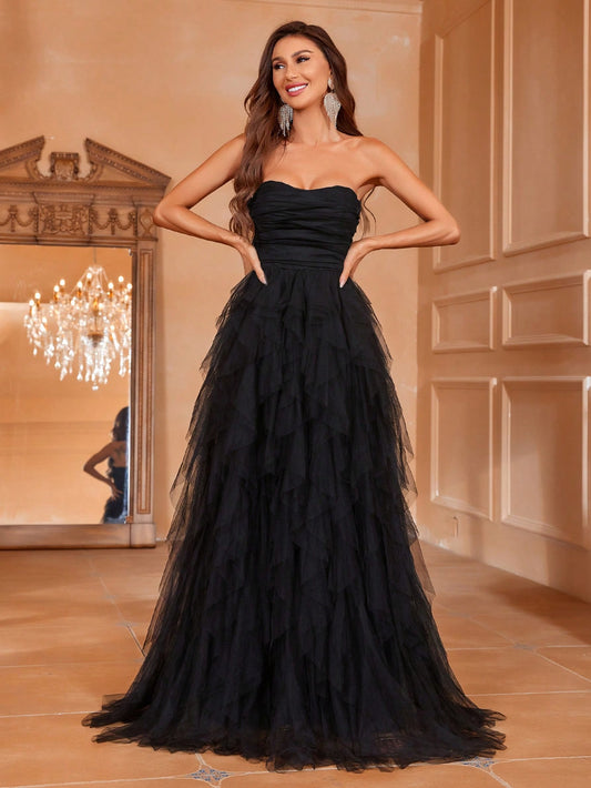 Strapless Tulle Dress - Romantic Elegance Evening Gown