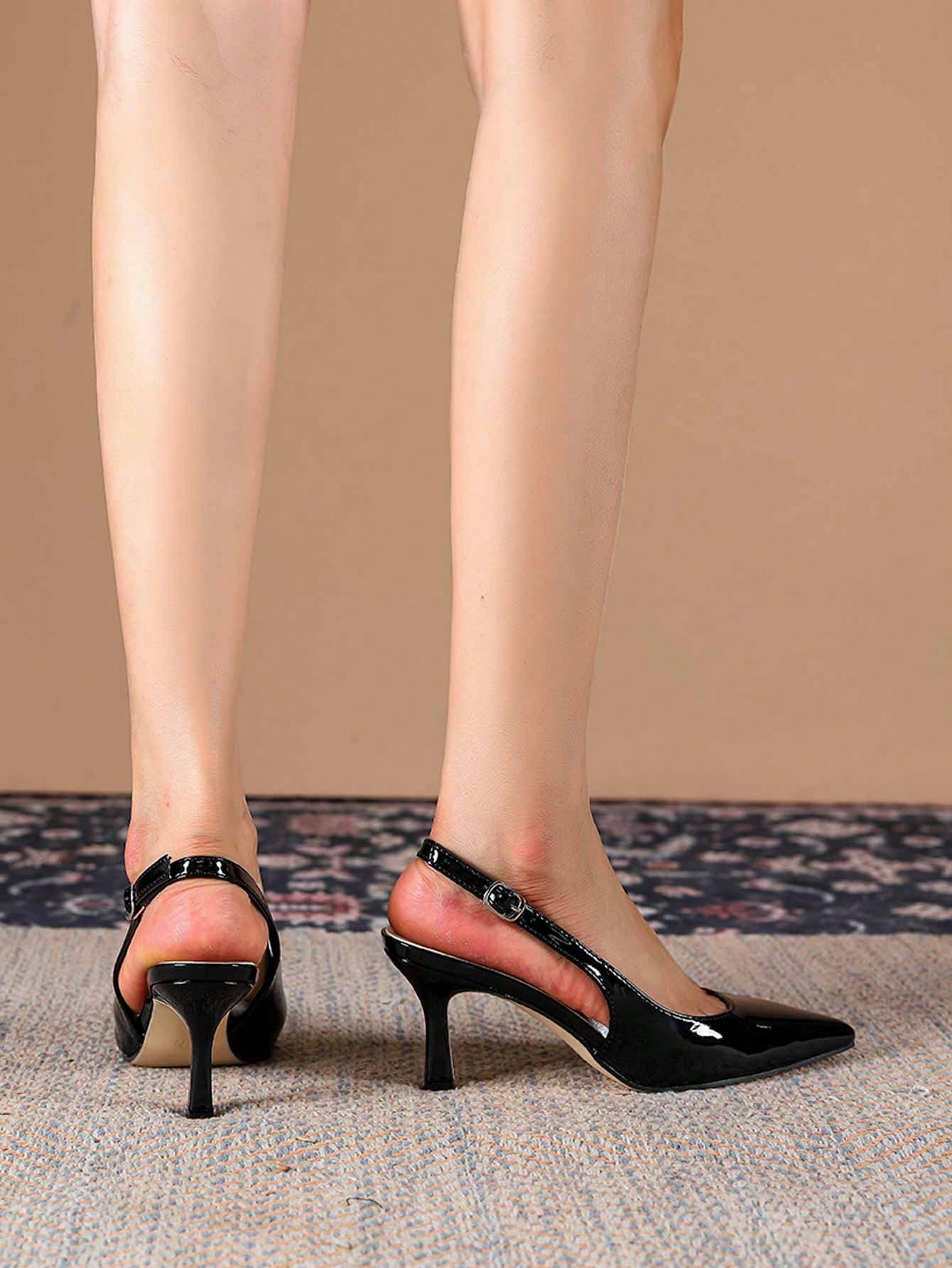 Women's Elegant Slingback High-Heeled Shoes with Pointed Toe: Timeless Sophistication