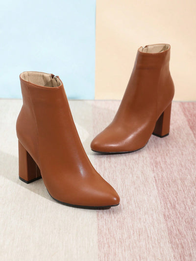 More Style and Comfort: Women's Minimalist Fashion Chunky Heel Ankle Boots