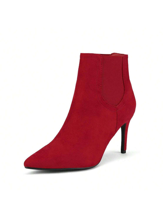 Women's Suede Pointed Toe Stiletto High Heel Ankle Booties