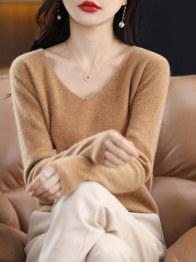 Premium 100% Merino Wool V-Neck Sweater: Seamless Comfort and Style