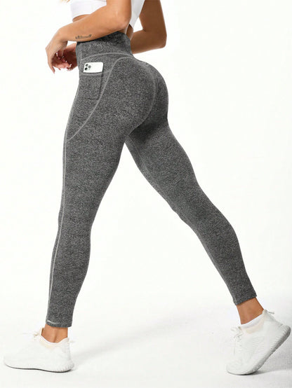 Sleek Solid High Waist Leggings with Convenient Side Phone Pocket for Modern Active Women