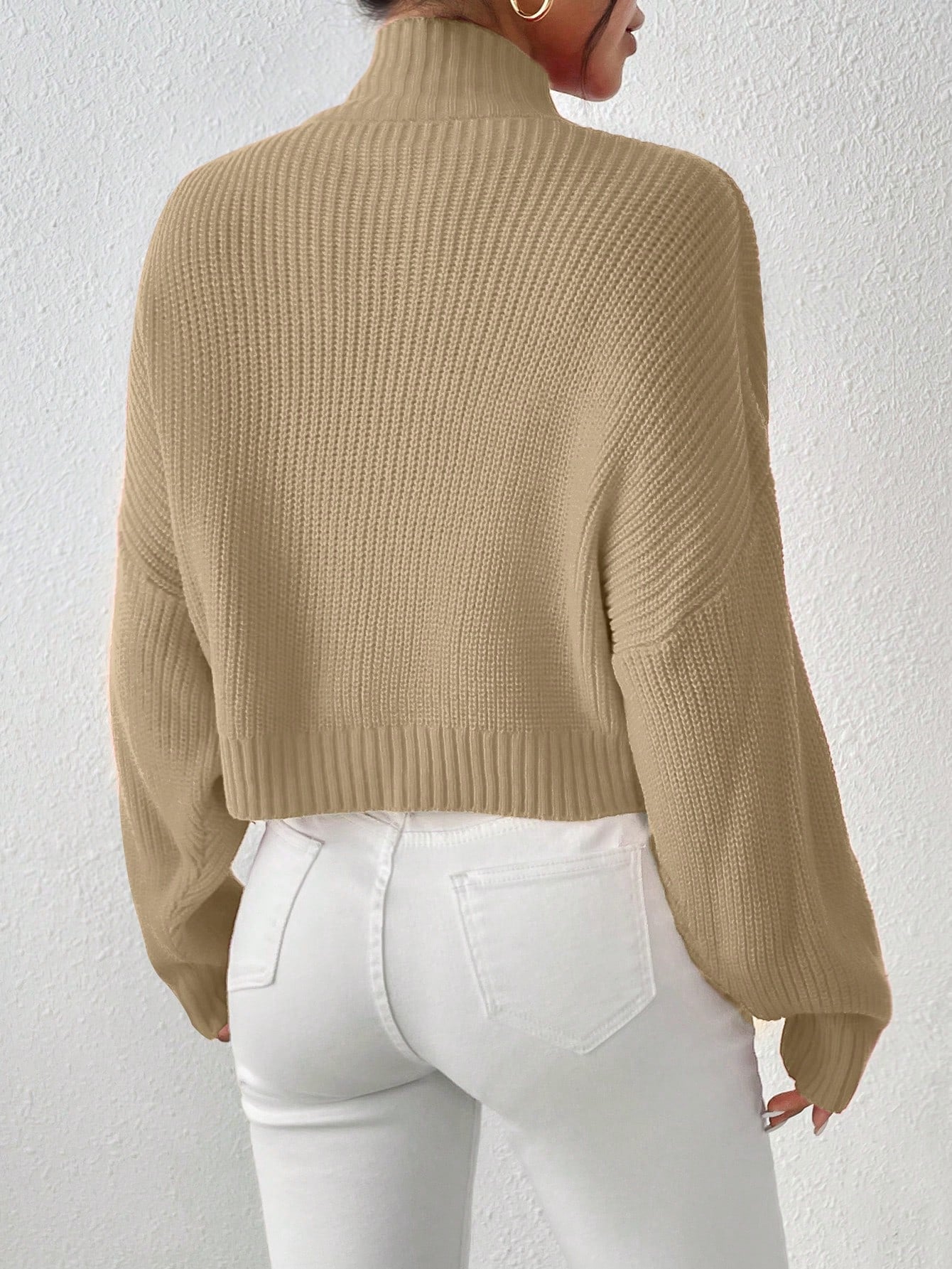 Cozy Comfort: Mock Neck Drop Shoulder Sweater for Effortless Style