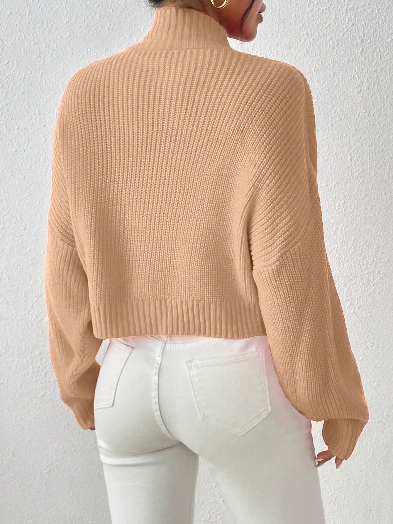 Cozy Comfort: Mock Neck Drop Shoulder Sweater for Effortless Style