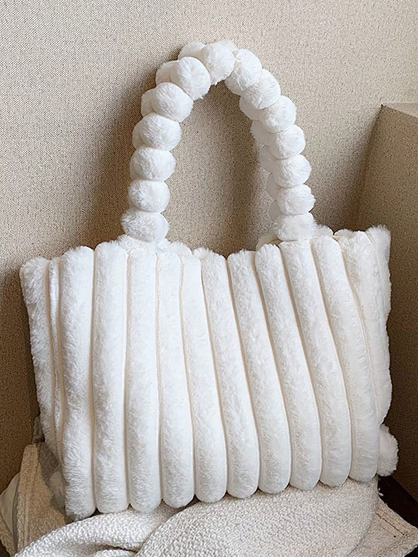 Cozy Chic: Soft Plush Minimalist Fluffy Tote Bag