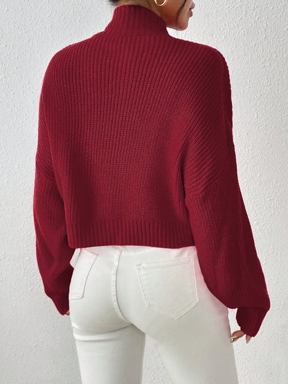 Cozy Comfort: Mock Neck Drop Shoulder Sweater for Effortless Style