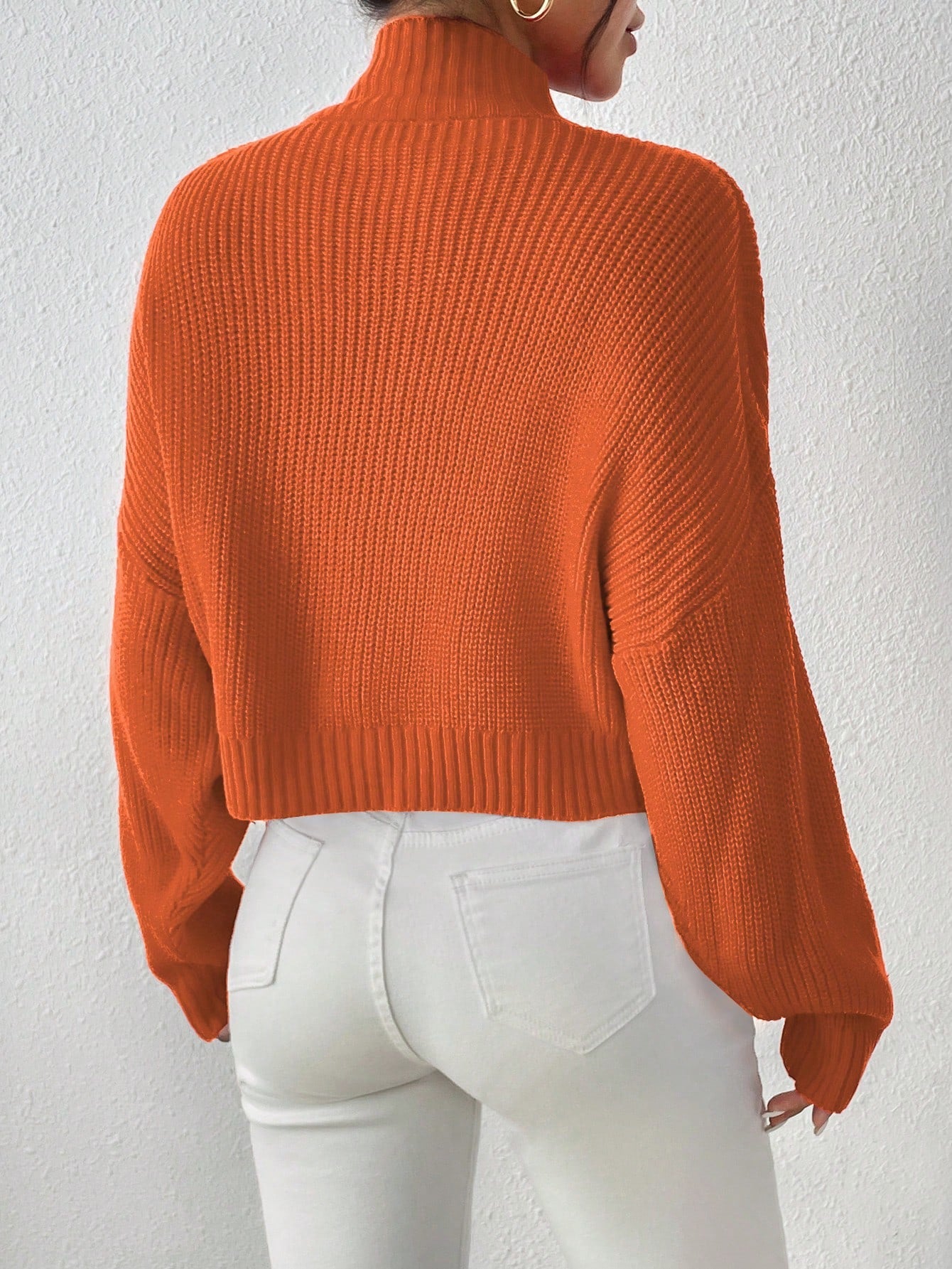 Cozy Comfort: Mock Neck Drop Shoulder Sweater for Effortless Style