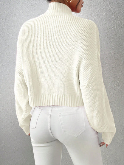 Cozy Comfort: Mock Neck Drop Shoulder Sweater for Effortless Style