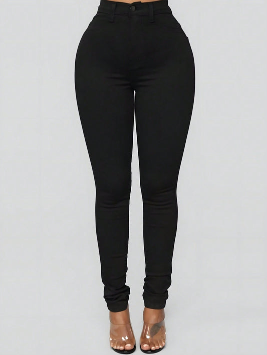 Stay Stylish and Cozy: Women's Slant Pocket High-Waist Thermal Skinny Pants