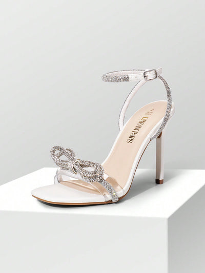 Crystal Double Bowknots Clear Slingback- Square Toe Sandals