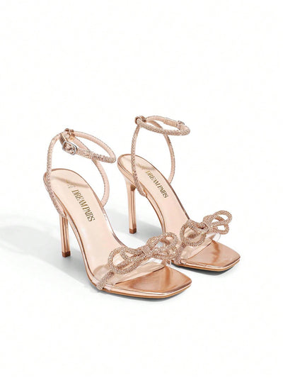 Crystal Double Bowknots Clear Slingback- Square Toe Sandals