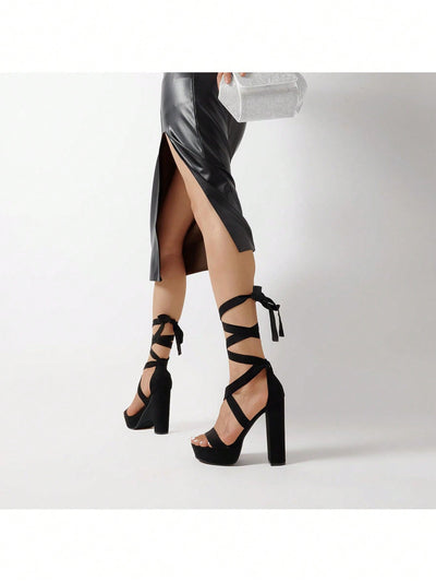 *Strappy Tie Chunky Gladiator Heeled Sandals – The Perfect Glamour For any Occasion-Free Shipping