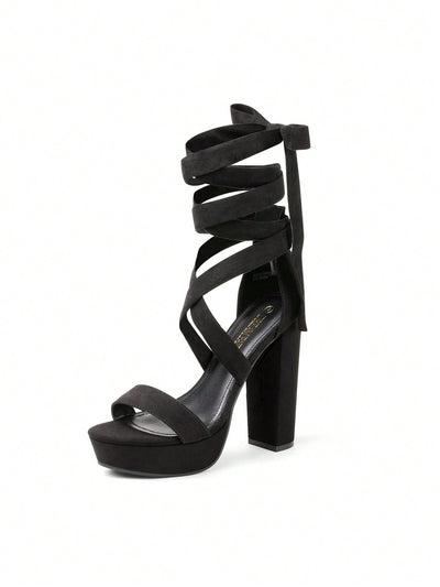 *Strappy Tie Chunky Gladiator Heeled Sandals – The Perfect Glamour For any Occasion-Free Shipping