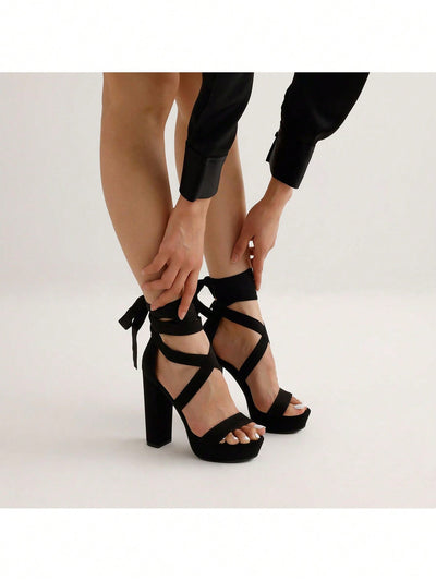 *Strappy Tie Chunky Gladiator Heeled Sandals – The Perfect Glamour For any Occasion-Free Shipping