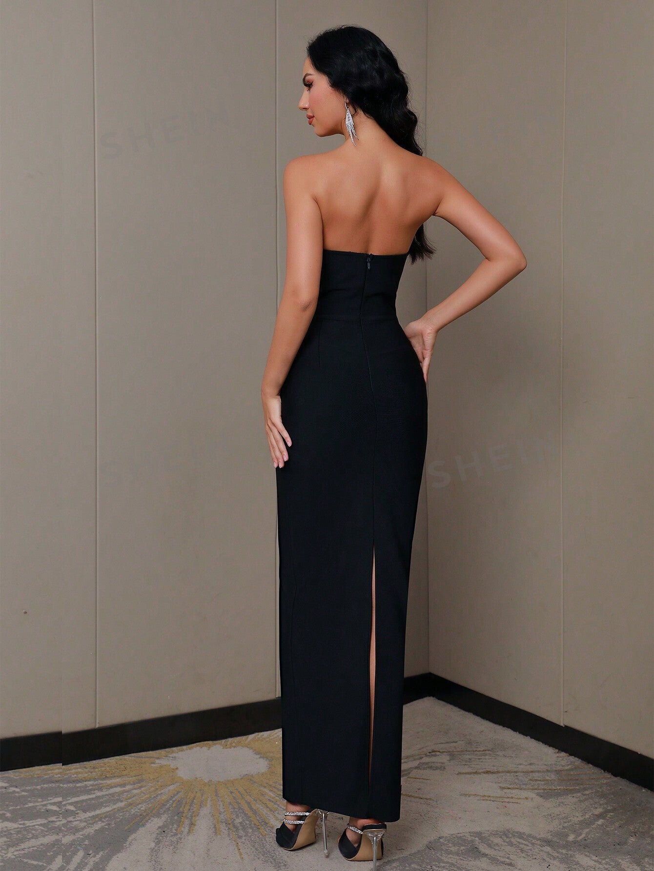 Elegant Strapless Sexy Bandage Long Evening Dress