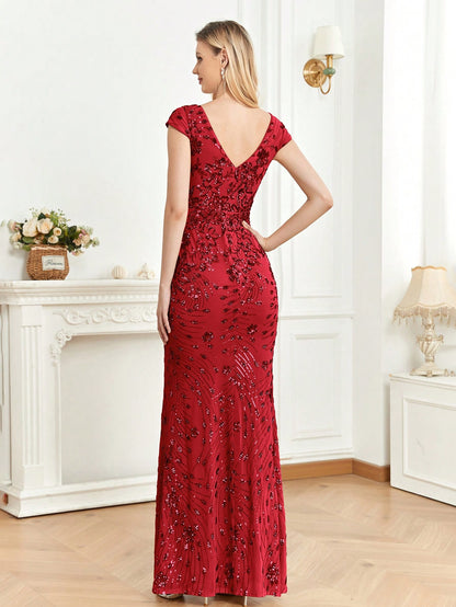 Luxurious Sequined Mermaid Dress for Gala and Formal Celebrations