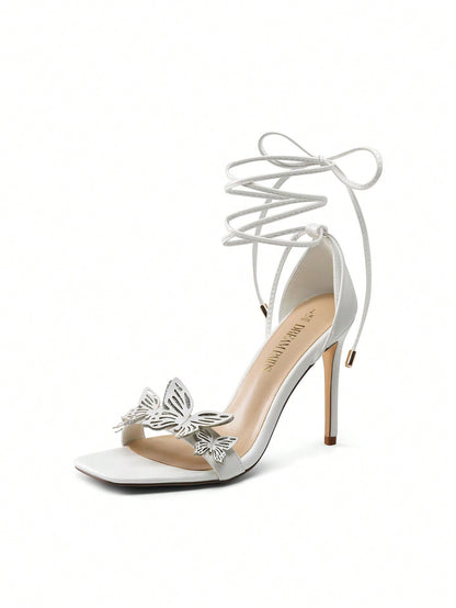 *Butterfly High Heeled Sandals with Tie-Leg Design-Free Shipping