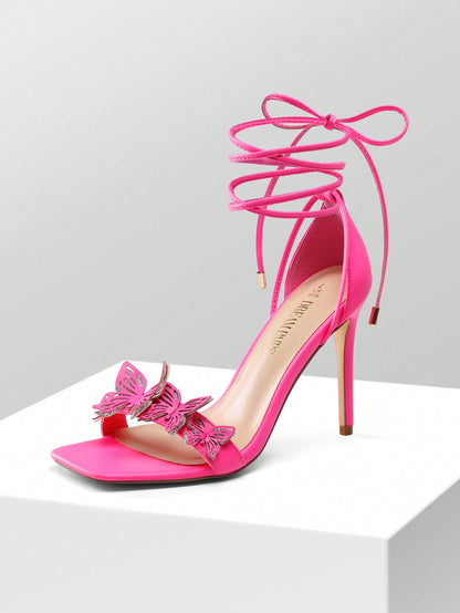 *Butterfly High Heeled Sandals with Tie-Leg Design-Free Shipping