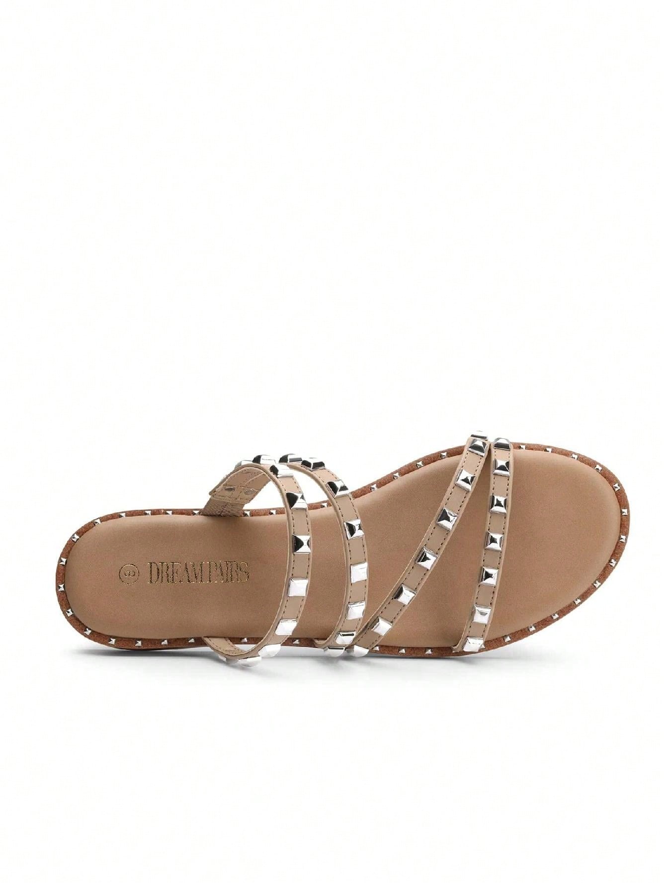 Chic Strap Studded Rhinestone Slide Sandals