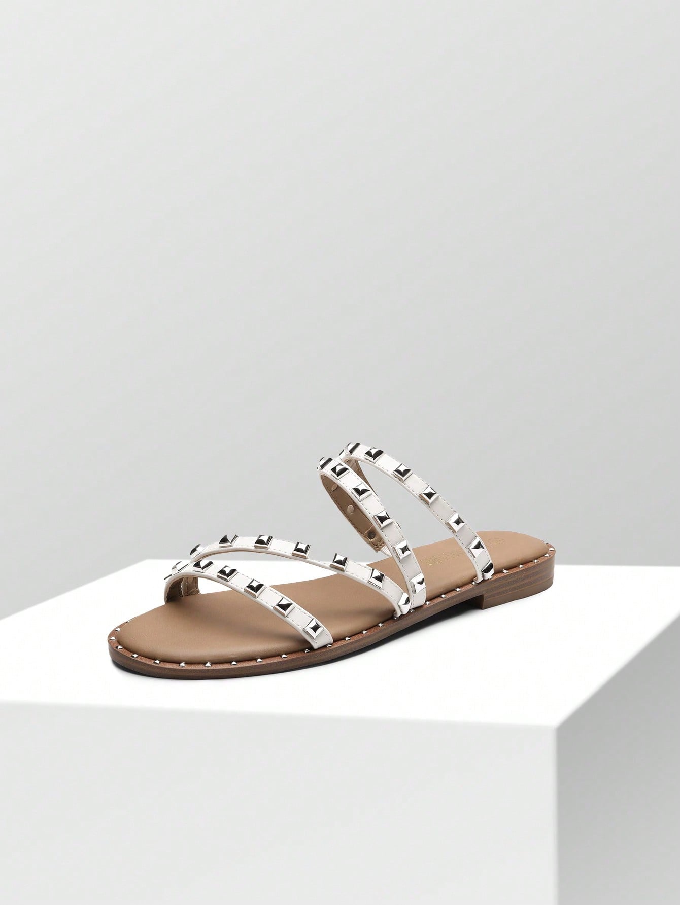 Chic Strap Studded Rhinestone Slide Sandals