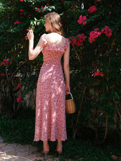 Boho Chic Floral Print Maxi Dress with Elegant Smocking Details