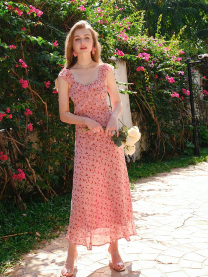 Boho Chic Floral Print Maxi Dress with Elegant Smocking Details