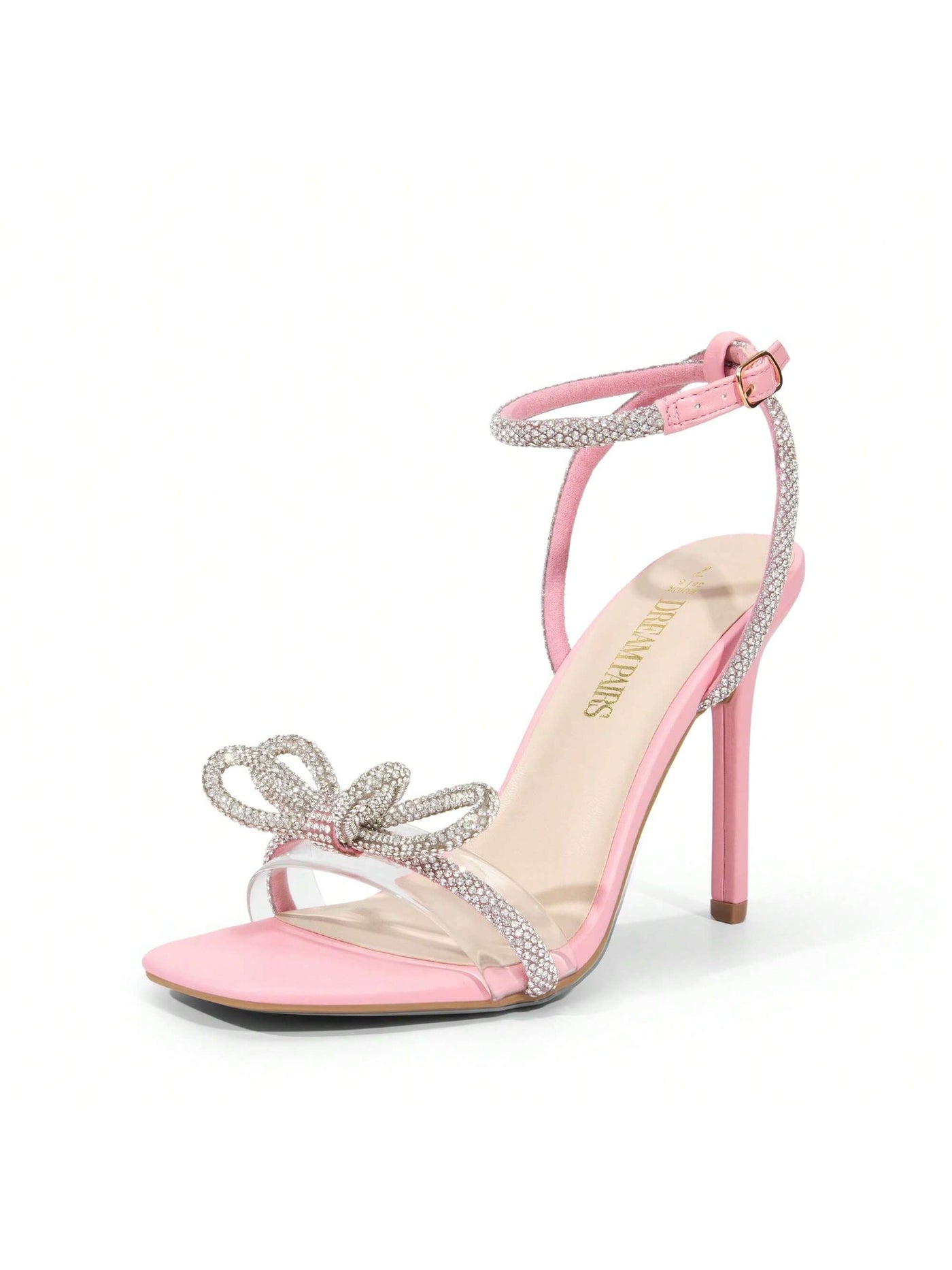 Crystal Double Bowknots Clear Slingback- Square Toe Sandals