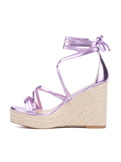 Fashionably Chic: Women’s Platform Espadrille Wedge Heels - WIDE WIDTH