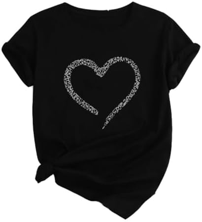 Chic Love Heart T-Shirts - Women's Fashionable Graphic Tops