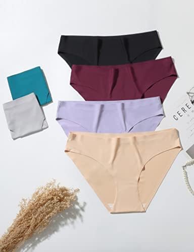 Silky Smooth Comfort: Women's Seamless No-Show Bikini Panties 6-Pack - Invisible, Stretchy, and Stylish