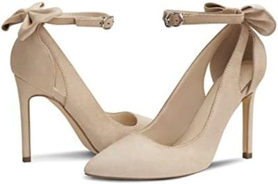 Elegance: Women's Bow-Back Strappy Stiletto Ankle Strap Pumps