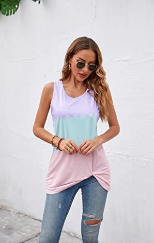 Twist Knot Tank Tops - Casual Sleeveless Flowy Tunics