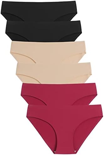 Silky Smooth Comfort: Women's Seamless No-Show Bikini Panties 6-Pack - Invisible, Stretchy, and Stylish