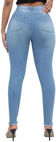 Stretchy Casual Distressed Skinny Jeans - Stylishly Ripped and Comfortable Denim Pants