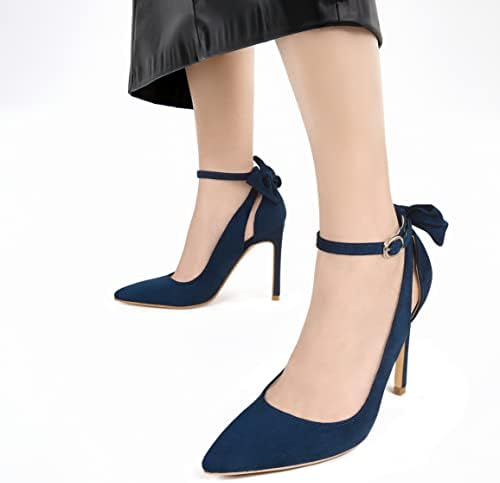 Elegance: Women's Bow-Back Strappy Stiletto Ankle Strap Pumps