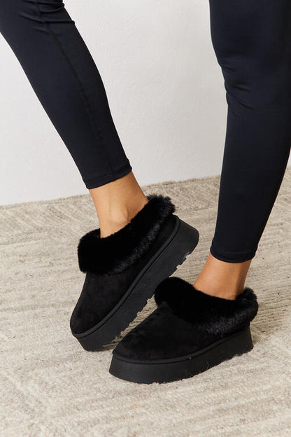 Cozy & Stylish: Faux Fur Chunky Platform Ankle Boots by Legend Footwear