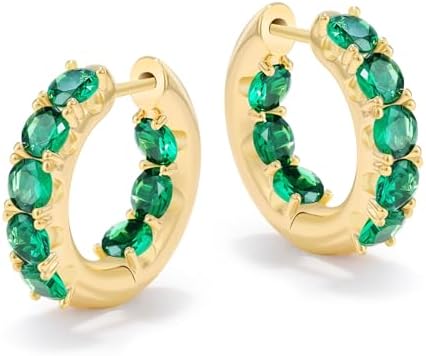 18K Gold Plated Diamond Hoop Earrings - CZ Huggie Earrings