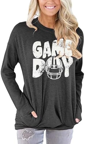 Football & Heart Game Day T-Shirt Cute Long Sleeve Sweatshirt-Free Shipping