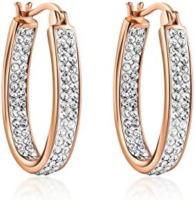 18K Gold Plated Inside Out Crystal Hoop Earrings