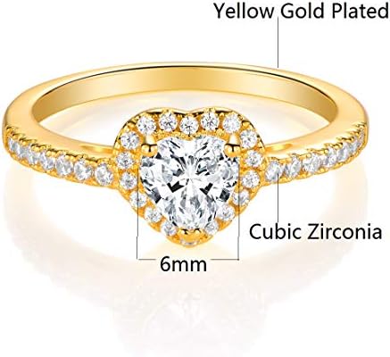 Luxurious 18 Gold Plated Heart-Shaped Halo Cubic Zirconia Ring, Engagement, Wedding, Anniversary Gift