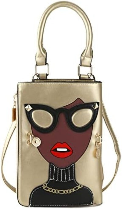 Eye-Catching 3D Lips And Sunglasses Satchel: Trendy Crossbody Clutch with Elegant Top Handle - Unique Shoulder Handbag