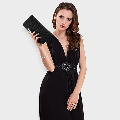 Elegant Sequin and Satin Crossbody Handbag Clutch: Ideal for Weddings, Proms, and Special Events