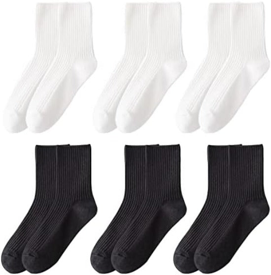 Chic and Comfy Women's Cotton Crew Socks in Neutral Colors