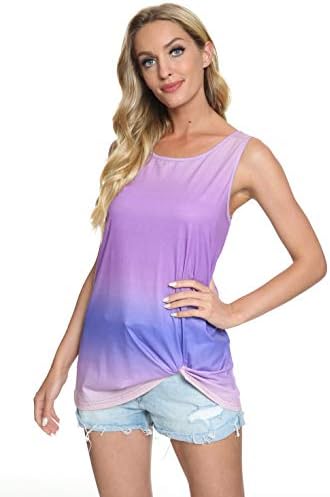 Twist Knot Tank Tops - Casual Sleeveless Flowy Tunics